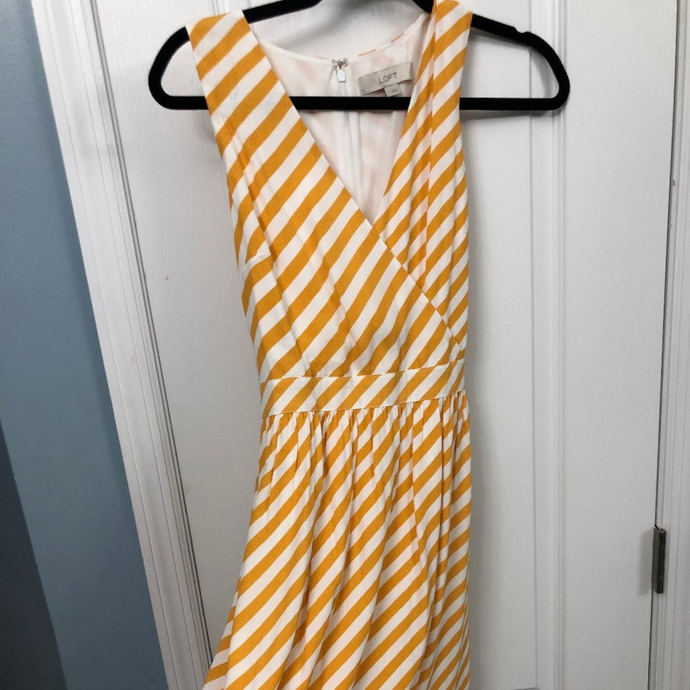Yellow/white diagonal stripe sun dress